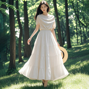 白色半身裙女2026夏季新款薄款高压显瘦垂坠感半裙a字蛋糕裙长裙