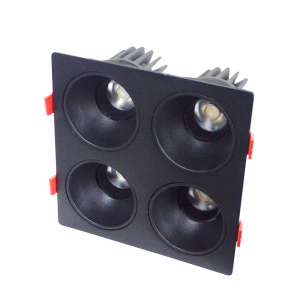 LED射灯 防眩光 嵌入式 黑架+黑杯-四头12W*4白光