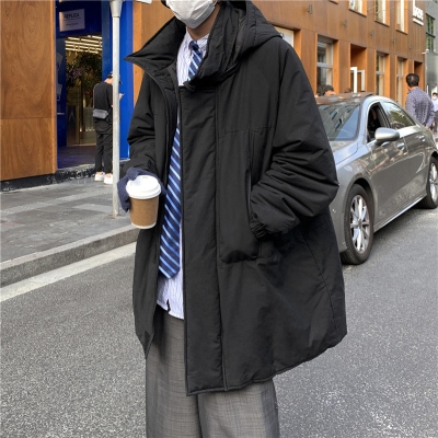 HongZun冬季韩国中长款加厚工装棉衣外套男士韩版保暖连帽棉服潮棉衣