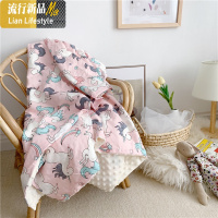 卡通棉豆豆绒毯婴儿童宝宝抱毯毛毯加厚暖肤毯子棉加绒被套毯 三维工匠