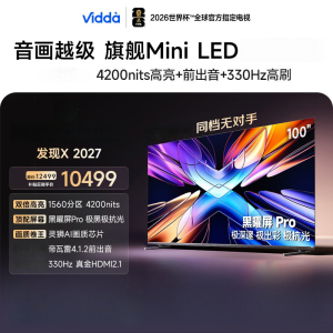 Vidda发现X 2027 100英寸 超高亮黑曜屏 Pro 330Hz高刷画质芯片 旗舰Mini LED海信电视