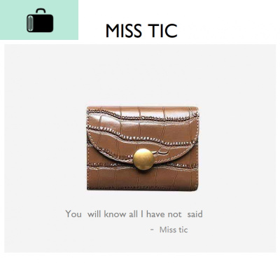 裂纹牛皮 新款小众设计皮金扣卡包简约迷你多卡位复古钱包女NEW LAKE