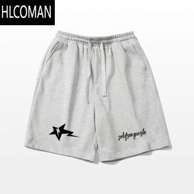 HLCOMAN美式潮牌高街星星字母印花休闲宽松短裤男款夏季篮球运动五分裤子