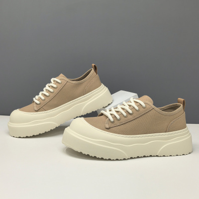 男士春夏透气布鞋百搭休闲鞋欧洲站潮鞋小众男鞋牛仔布厚底增高鞋