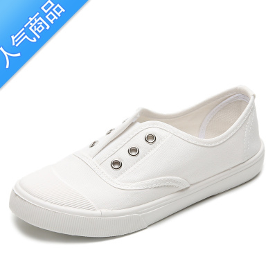 SUNTEK2023春季新款一脚蹬懒人鞋帆布鞋女百搭小白鞋夏学生平底休闲板鞋