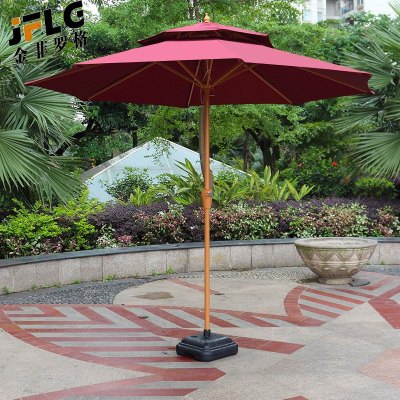 苏宁 金菲罗格 办公家具 可定制logo户外庭院伞 防雨防木铁双顶2.7米含水箱