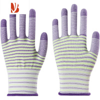 三维工匠斑马纹尼龙手套通用劳保耐磨工作透气防滑劳动薄手套干活女超薄弹