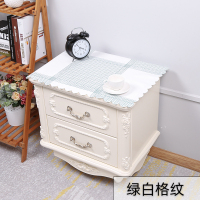 家柏饰(CORATED)床头柜盖布防水防油免洗北欧家用防尘罩套卧室床头盖巾冰箱防尘布 绿白格纹 40*50cm