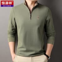恒源祥纯棉长袖卫衣男士休闲polo衫春秋半拉链立领t恤男装打底衫