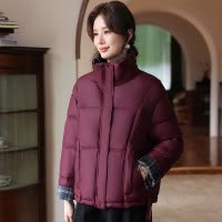 妈妈装新款棉衣保暖外套40岁翻领短款中老年女装棉服冬装衣服50岁