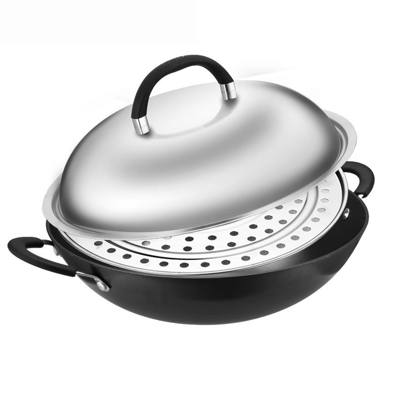 爱仕达(ASD)炒锅铁锅 无涂层铸铁锈不了双耳炖菜锅40cm明火电陶炉适用CF40B1Q