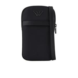 Emporio Armani男士黑色拉链单肩包可调节肩带休闲斜挎包时尚潮流