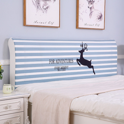 家柏饰(CORATED)欧式全包床头罩套床头套罩弹力布软包床靠背罩防尘保护套1.51.8米 条纹小鹿 1.5米