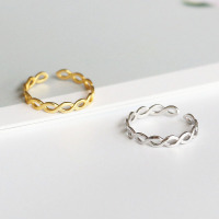 极简冷淡风银戒指韩版ins交织扭纹S925纯银戒指女百搭银指环潮送女朋友老婆情人节七夕生日礼物