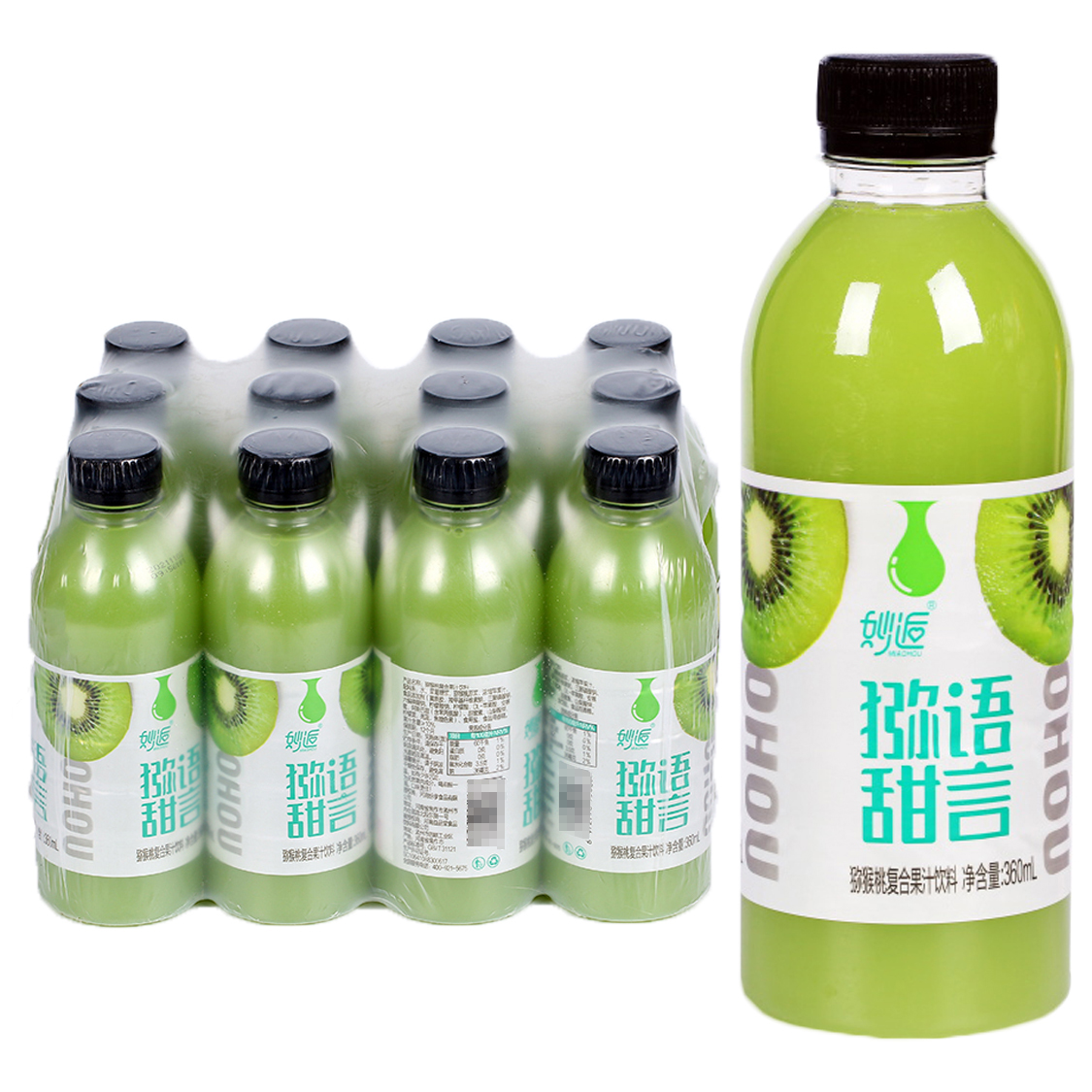妙逅 复合果汁饮料猕猴桃味(塑包)360ml×12瓶 件