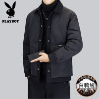 花花公子新款高品质冬季新款户外防寒服三防翻领轻薄羽绒服男装夹克外套