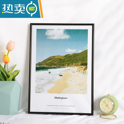 敬平窄边铝合金画框装裱黑色相框挂墙a3a4海报拼图大尺寸金属框架定制 圆面经典黑 28寸挂墙[可放50.8*71.1cm