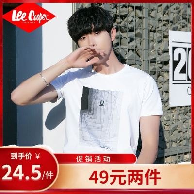 69元任选3件-LeeCooper夏季简约个性棉质套头短袖休闲男士T恤男