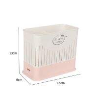 家用沥水筷子盒防尘带盖筷子笼筷子勺子收纳盒厨房餐具分格筷子筒 敬平 0384粉红筷笼1个装