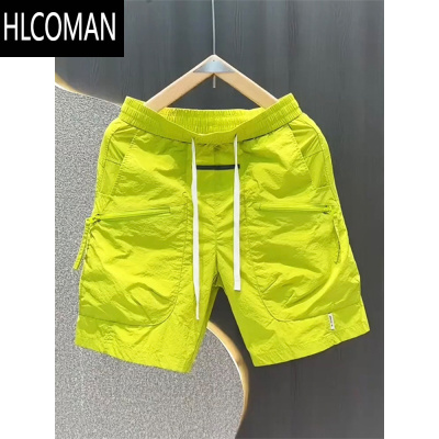 HLCOMAN2025夏季工装运动短裤男士纯色简约五分休闲裤潮流百搭沙滩裤