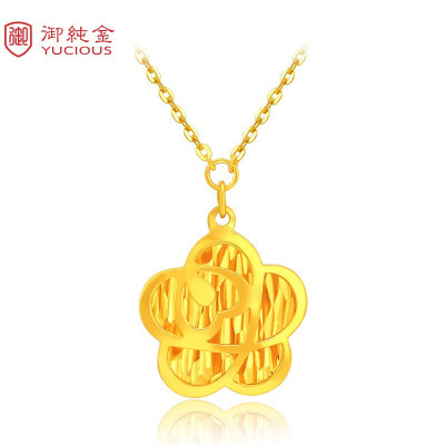 御纯金珠宝黄金吊坠女款99999足金御纯金清新桃花吊坠YN016D约4.36-4.41克默认尺寸