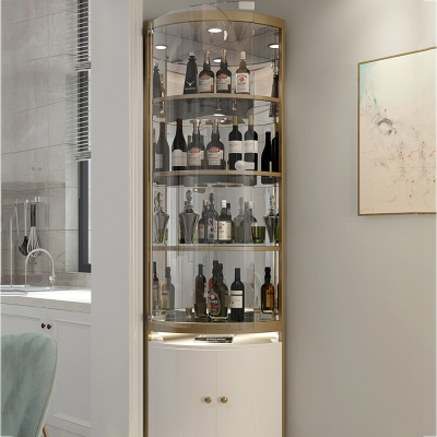  阿斯卡利轻奢不锈钢三角柜玻璃酒柜后现代拐转角酒柜客厅扇形柜欧式