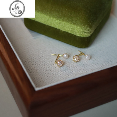 JiMi迷度S925银针气质百搭珍珠耳钉一款两戴耳环时尚通勤设计感新