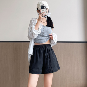冰丝山本短裤女夏季薄款高腰休闲阔腿中裤外穿奶芙运动显瘦五分裤