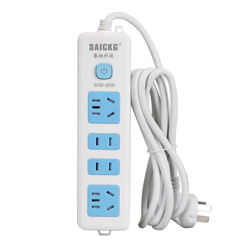SAICKG SC5B-6030 二位5孔 二位2孔 1.8M 2500W 插排(单位:个)蓝白