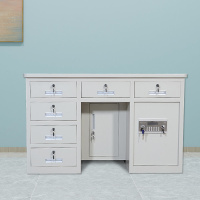 初嘉(CJ)全钢制保险桌密码保险桌收银财务桌1.2m白色六斗电子锁