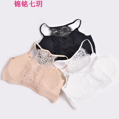 锦铭七玥厂2018性感冰丝无痕一片式眼睫毛美背裹胸少女抹胸