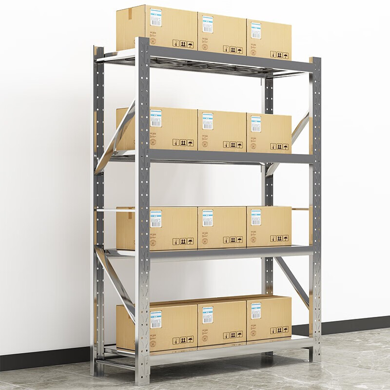 创世人 201不锈钢1.5m货架承重300kg收纳置物架四层仓储超市货架