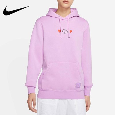 Nike耐克卫衣女装2021春季新款电竞笑脸粉色运动套头衫DC3940-616