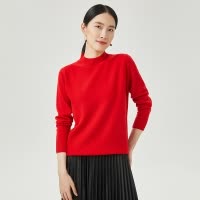 恒源祥羊毛衫男100纯羊毛加厚冬季本命年大红色毛衣女打底情侣装
