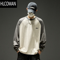 HLCOMAN潮牌男装插肩袖长袖t恤男款美式内搭体恤男生秋季打底衫