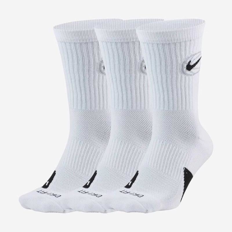 NIKE耐克袜子运动休闲舒适透气男女中筒袜三双装DA2123-100 C