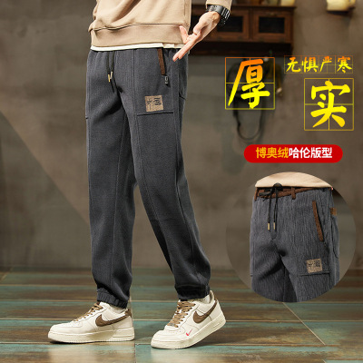 国潮博奥绒品质男青年卫裤显高显瘦舒适运动休闲裤子男士春秋新款
