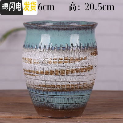 三维工匠宜兴紫砂花盆老桩多肉盆景法师盆栽透气粗陶陶瓷大号盆 菠萝捏口绿白泡 大花盆容器