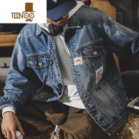 YANXU美式复古牛仔外套男休闲宽松新款工装夹克男