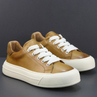 真皮板鞋男新款鞋子男潮流百搭厚底小白鞋头层牛皮男鞋男式休闲鞋