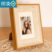 敬平胡桃色相框6寸7寸8寸10寸12寸小画框挂墙装裱框架洗照片做成相框 原木拼色 方5寸[挂摆两用]内径12.7*12.