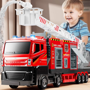 大号新款儿童益智云梯消防车玩具男孩合金3-6岁可喷水洒水车