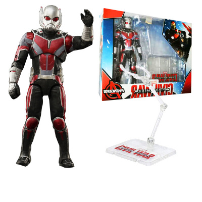 [特惠-漫威模型钢铁侠手办蜘蛛侠玩具复仇者联盟4美国队长绿巨人可动人偶公仔摆件蚁人+透明支架