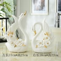 欧式创意陶瓷天鹅摆件实用一对客厅电视柜酒柜家居装饰品结婚 三维工匠 天鹅一对10