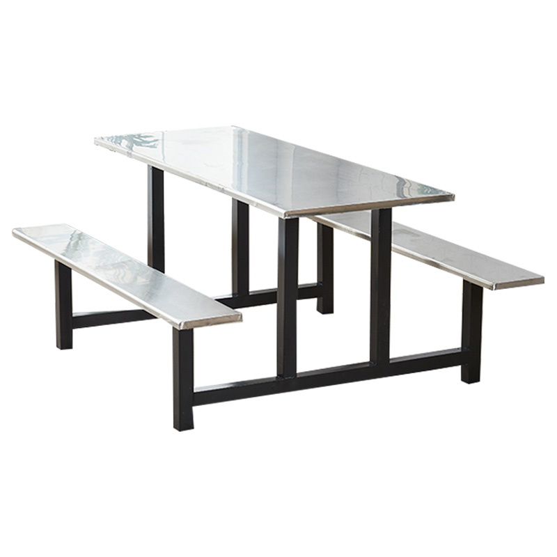 豪利特学校食堂不锈钢餐桌椅4人6人8人位员工饭堂连体快餐桌椅组合4人位(黑色支架款)