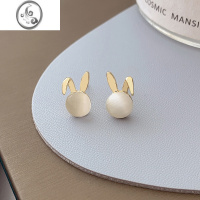JiMi猫眼石可爱小兔子耳钉耳环精致小巧轻奢高级感蚊香盘无耳洞耳夹女