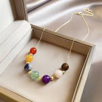 钛钢彩虹石项链女轻奢小众设计感锁骨链2024新款高级感颈链送女朋友老婆情人节七夕生日礼物