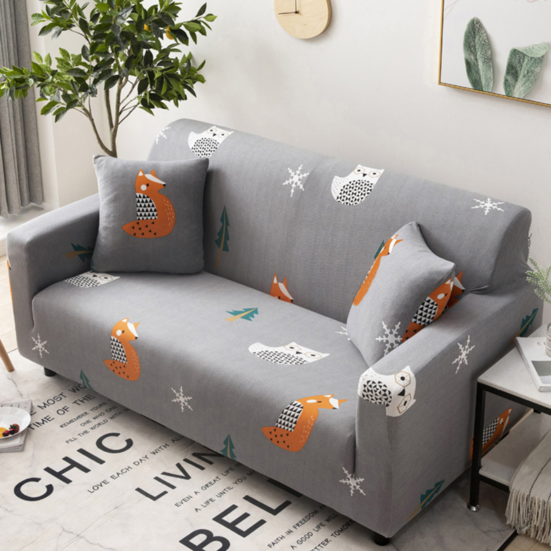 弹力懒人沙发套罩通用型全包萬能套简约布艺沙发垫全盖布 小狸 L形状组合沙发(贵妃L码+沙发XL码)