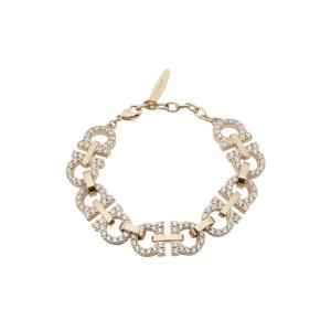 Salvatore Ferragamo黄铜水晶点缀GANCINI设计女士手链时尚百搭配饰