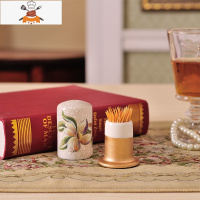 欧式牙签筒树脂牙签罐盒装饰品餐桌客厅现代创意奢华摆件 敬平 卡其色 小鸟款